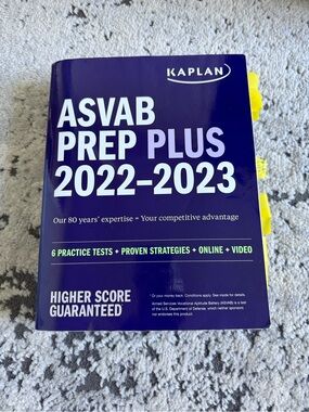 Kaplan ASVAB Prep Book – Deep Purple Cover with Lime Accents